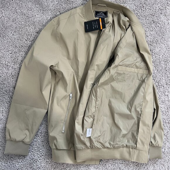 Outdoor Mens Light Brown Bomber Windbreaker Jacket Full Zip Size L - Picture 5 of 6